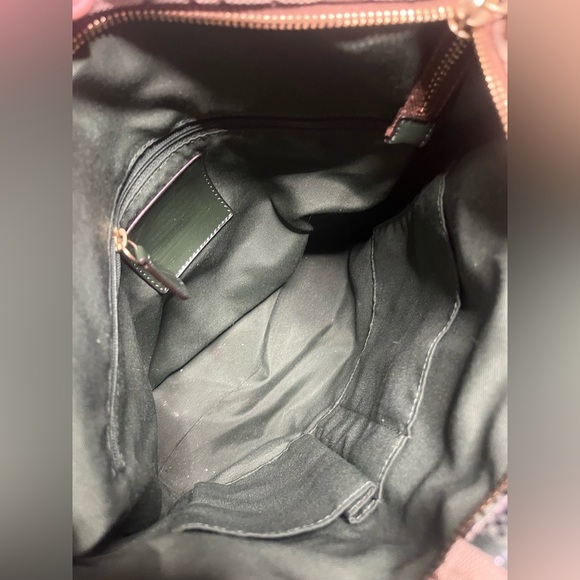 Coach Signature Canvas Tote Bag Green Patent Leather & Snakeskin Trim - Picture 5 of 7